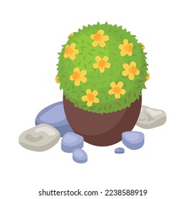 Isometric botanical garden greenhouse composition with isolated floral image on blank background vector illustration