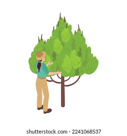 Isometric botanical garden greenhouse composition with isolated floral image on blank background vector illustration