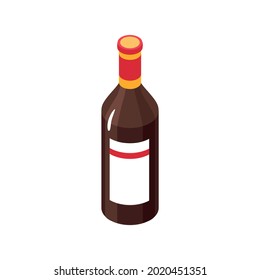 Isometric bottle of beer on white background 3d vector illustration