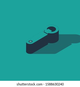 Isometric Bottle opener icon isolated on green background.  Vector Illustration