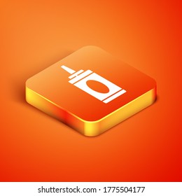 Isometric Bottle of shampoo icon isolated on orange background. Vector Illustration