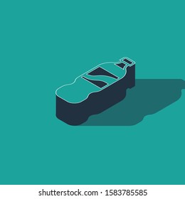 Isometric Bottle of water icon isolated on green background. Soda aqua drink sign.  Vector Illustration