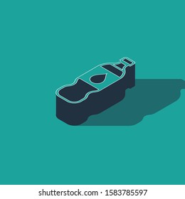 Isometric Bottle of water icon isolated on green background. Soda aqua drink sign.  Vector Illustration