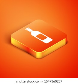 Isometric Bottle of wine icon isolated on orange background.  Vector Illustration