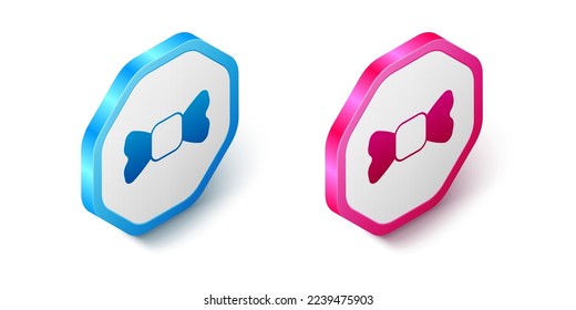 Isometric Bow tie icon isolated on white background. Hexagon button. Vector
