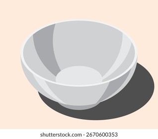 Tazón isométrico. Tazón vacío. Cubertería isométrica. Vajilla isométrica. Ilustración vectorial