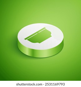 Isometric Bowl icon isolated on green background. White circle button. Vector