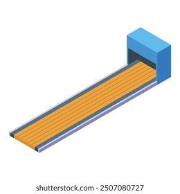 Isometric bowling lane with ball return system on white background