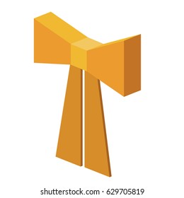 Isometric bowtie ribbon icon. Decoration gift and card theme. Isolated design. Vector illustration
