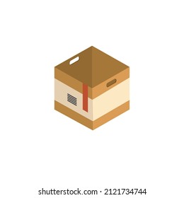 isometric box icon over white