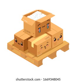 Unterschiedliche Box Vektorillustration Isometrien einzeln Packung Umzug Service oder Geschenkverpackung Illustration. Flachkarton. Lieferung und Verpackung. Transport, Versand.