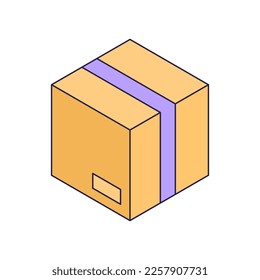 Isometric box. Shop 3d icon. Isolated abstract flat vector illustration. 3d realistic delivery box vector illustration. Modern design. Vector illustration