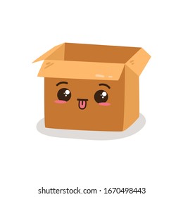Isometric box vector. Gift container packaging illustration. Flat carton box. Delivery and packaging. Transportation, shipping. Kawaii Box Illustration. 