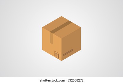 isometric box vector icon grey background