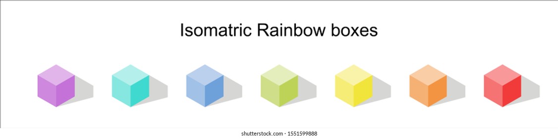 Isometric boxes rianbow color vector