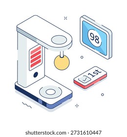 Ilustración de máquina arcade de boxeo isométrico, ideal para deportes, juegos o entretenimiento