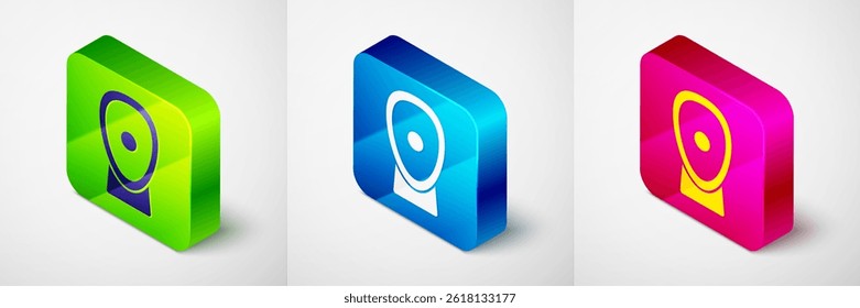 Isometric Boxing training paws icon isolated on grey background. Square button. Vector