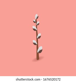 Letra isométrica de la letra I. Fuente femenina de primavera para la tarjeta de invitación. Gentil 
Conjunto floral 3D Easter. Ilustración del vector