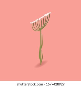 Isometric brach letter T. Spring female font for invitation card. Gentle 
3D Easter floral set. Vector illustration