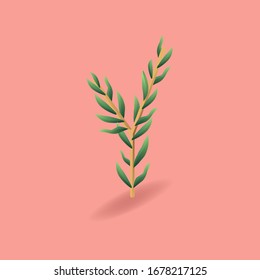 Letra isométrica y. Fuente femenina de primavera para la tarjeta de invitación. Gentil 
Conjunto floral 3D Easter. Ilustración del vector