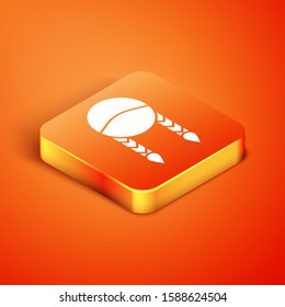 Isometric Braid icon isolated on orange background.  Vector Illustration