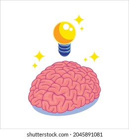 isometric brain analytics vector illustration. brain idea icon flat design isolated. landing page illustration brain study. creative thinking