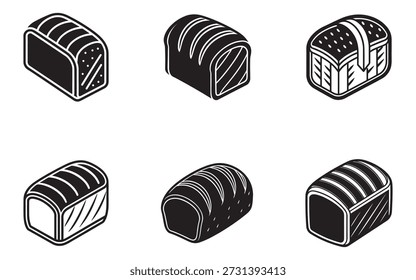 Ilustraciones de pan isométricas Vector de panadería blanco y negro Uso comercial de gráficos Conjunto de diseño de pan artístico
