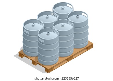 Isometric Brewing, Craft beer brewing equipment in privat brewery. Modern Beer Factory. Steel tanks for beer fermentation and maturation.