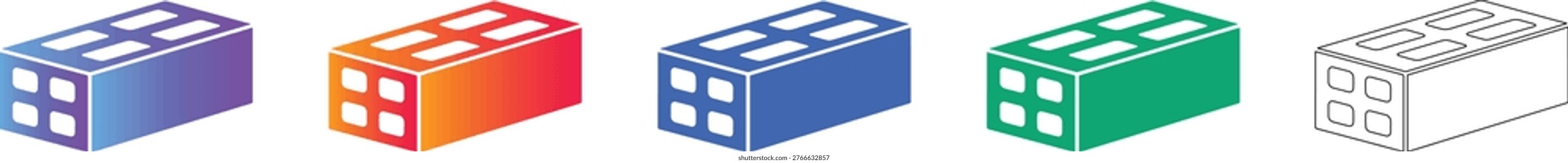 Isometric Brick Building Block Icons vol 1889
