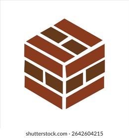 Isometric brick cube construction vector illustration