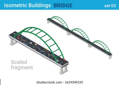 Isometric Bridge flat vector collection