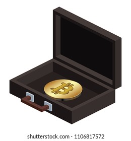 Isometric Briefcase with Bitcoin