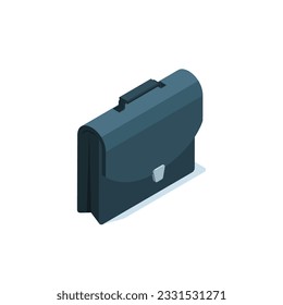 isometric briefcase business icon in black color on a white background, business paperwork or job title
