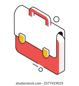 Isometric briefcase with graph and document, perfect for career platforms, freelancer profiles, and professional showcases.