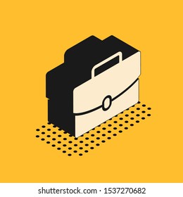 Isometric Briefcase icon isolated on yellow background. Business case sign. Business portfolio.  Vector Illustration