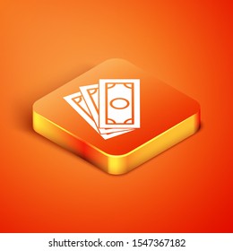 Isometric Briefcase icon isolated on orange background. Business case sign. Business portfolio.  Vector Illustration