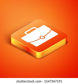 Isometric Briefcase icon isolated on orange background. Business case sign. Business portfolio.  Vector Illustration