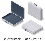 Isometric briefcase icons set on white background. Diplomat, for office, for laptop.