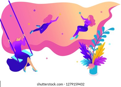 Isometric Bright concept site for create and implement the most daring ideas in drawing. Concept for web design.