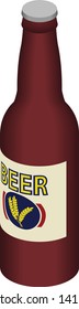 Isometric Brown Bottle of Beer