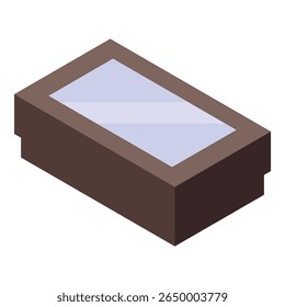 Isometric brown coffee table with glass top for modern living room interior design