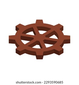 Isometric brown cogwheel gear icon vector illustration