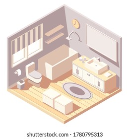 isometric brown Modern bathroom interior