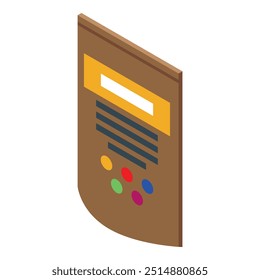 Isometric brown paper package with blank label is waiting for your design