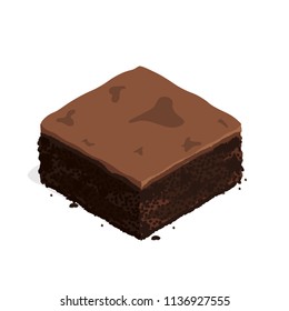 Isometric Brownie Chocolate Cake Vector