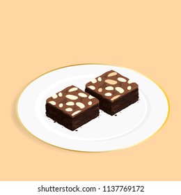 isometric brownie chocolate cake vector