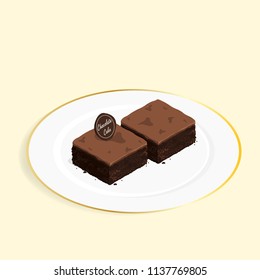 isometric brownie chocolate cake vector