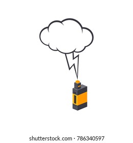 isometric bubble chat electric cigarette personal vaporizer vector art