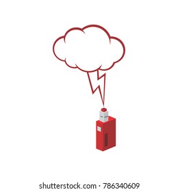 isometric bubble chat electric cigarette personal vaporizer vector art