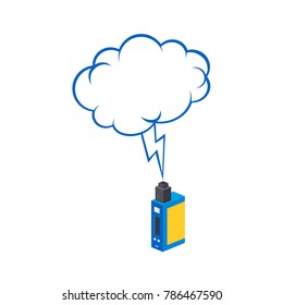 isometric bubble chat electric cigarette personal vaporizer vector art